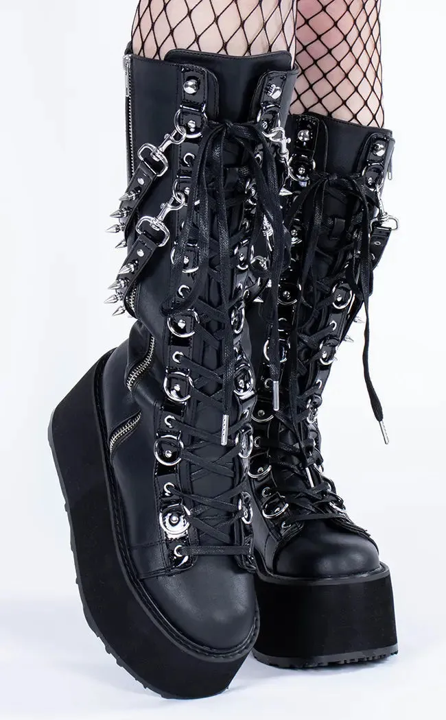 DAMNED-220 Black Vegan Leather Boots (Au Stock)