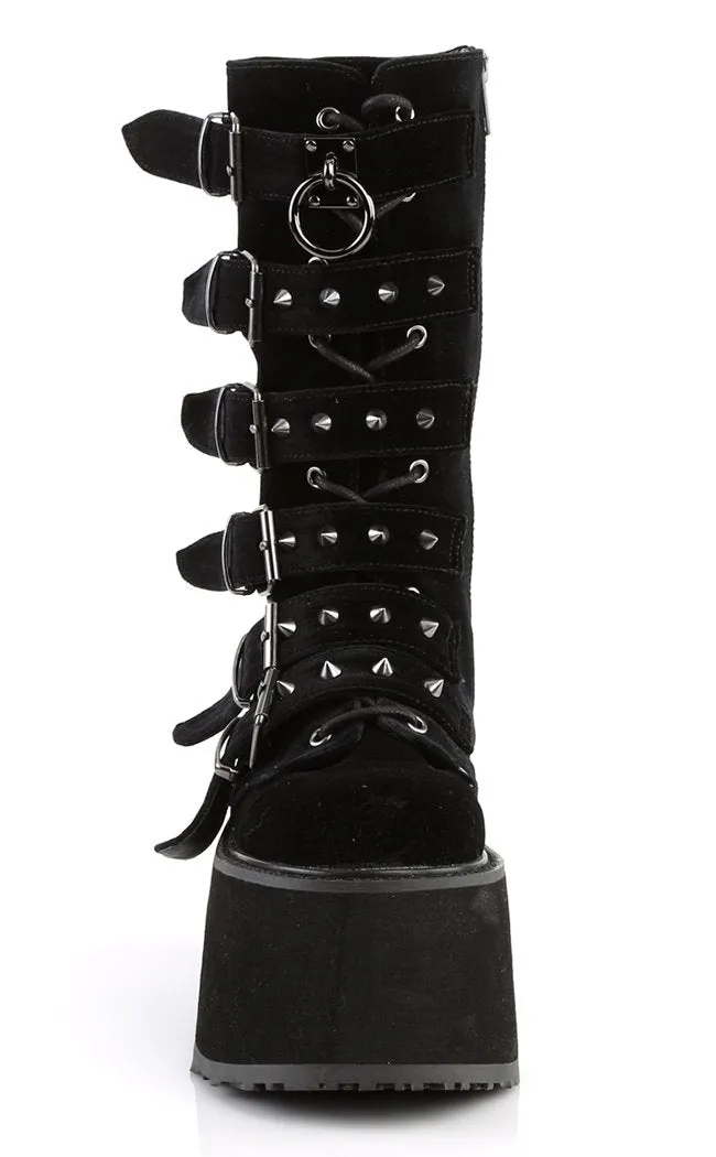 DAMNED-225 Black Velvet Boots