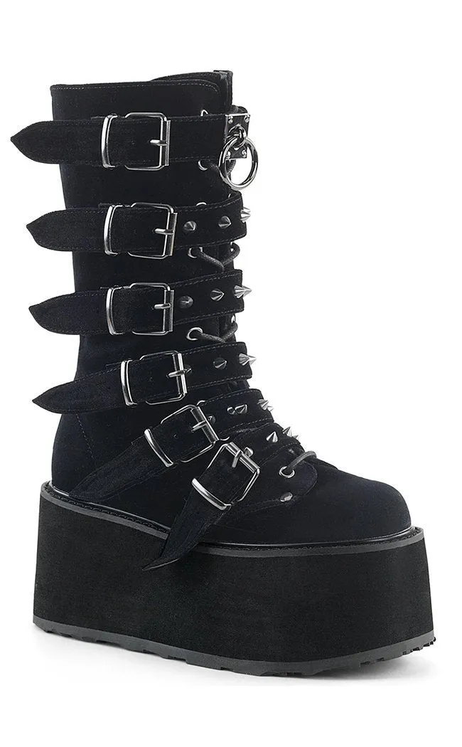 DAMNED-225 Black Velvet Boots