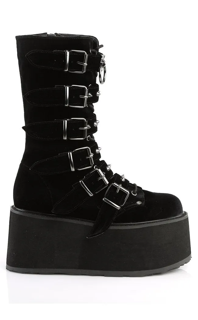 DAMNED-225 Black Velvet Boots