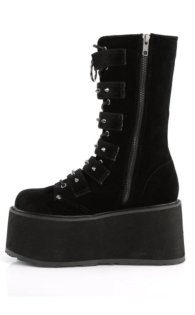 DAMNED-225 Black Velvet Boots