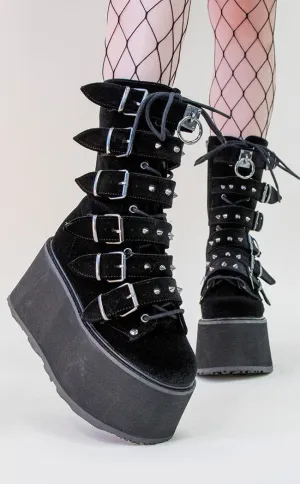 DAMNED-225 Black Velvet Boots