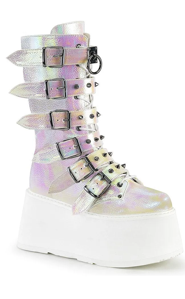 DAMNED-225 Pearl Iridescent Boots