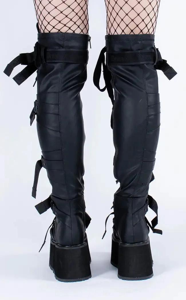 DAMNED-325 Black Vegan Leather Over-The-Knee Boots (AU Stock)