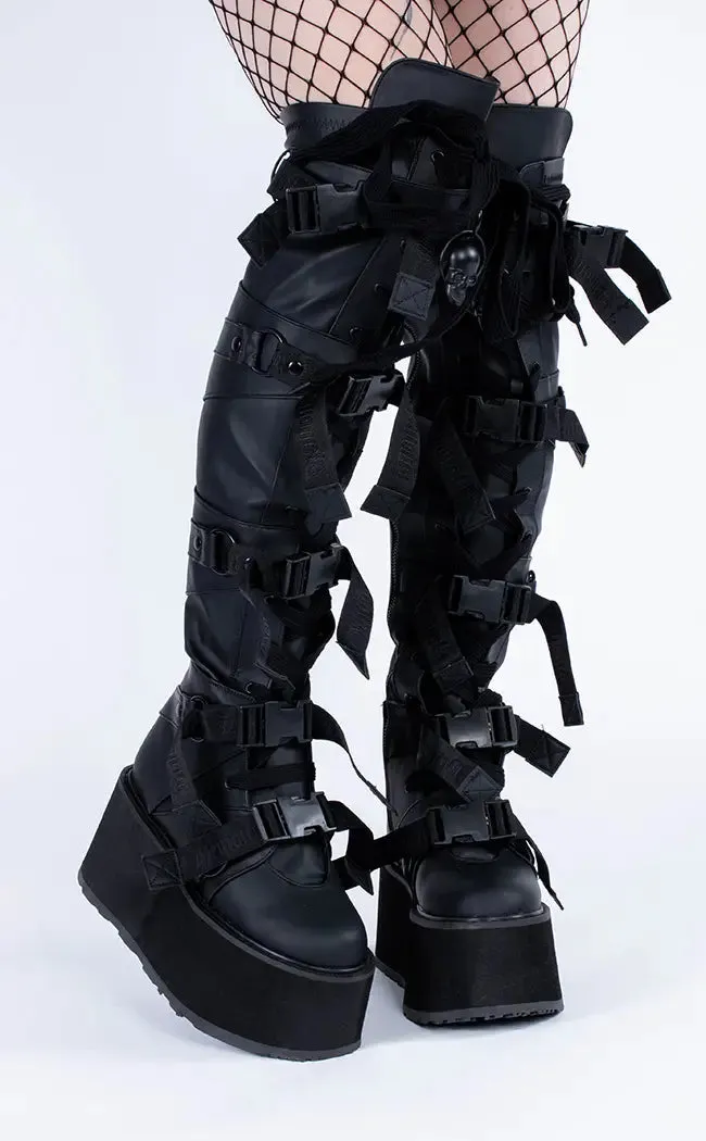 DAMNED-325 Black Vegan Leather Over-The-Knee Boots (AU Stock)