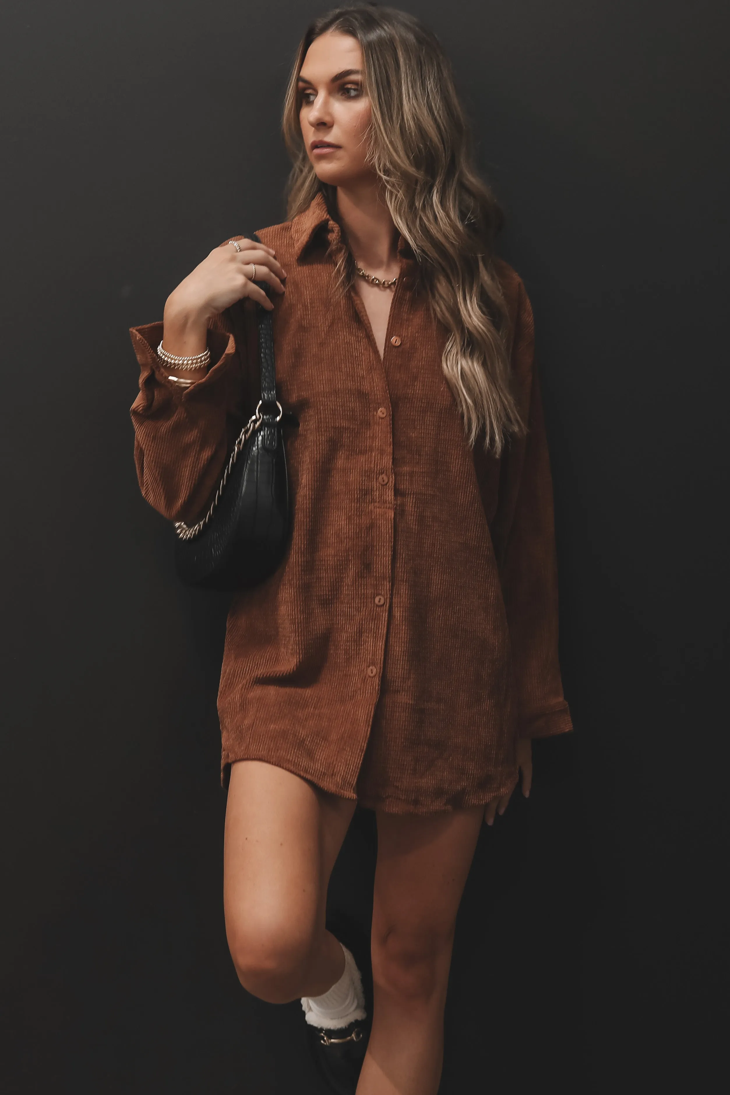 DEAL My Girl's So Cute Toffee Corduroy Oversized Romper