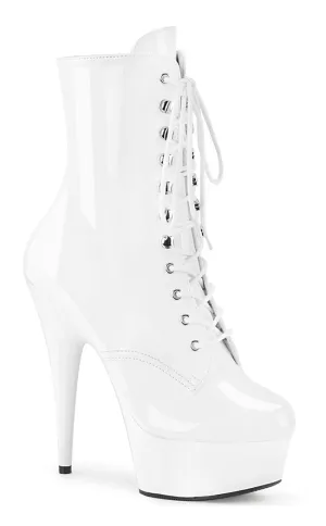 DELIGHT-1020 White Patent Ankle Boots