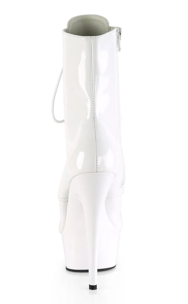 DELIGHT-1020 White Patent Ankle Boots