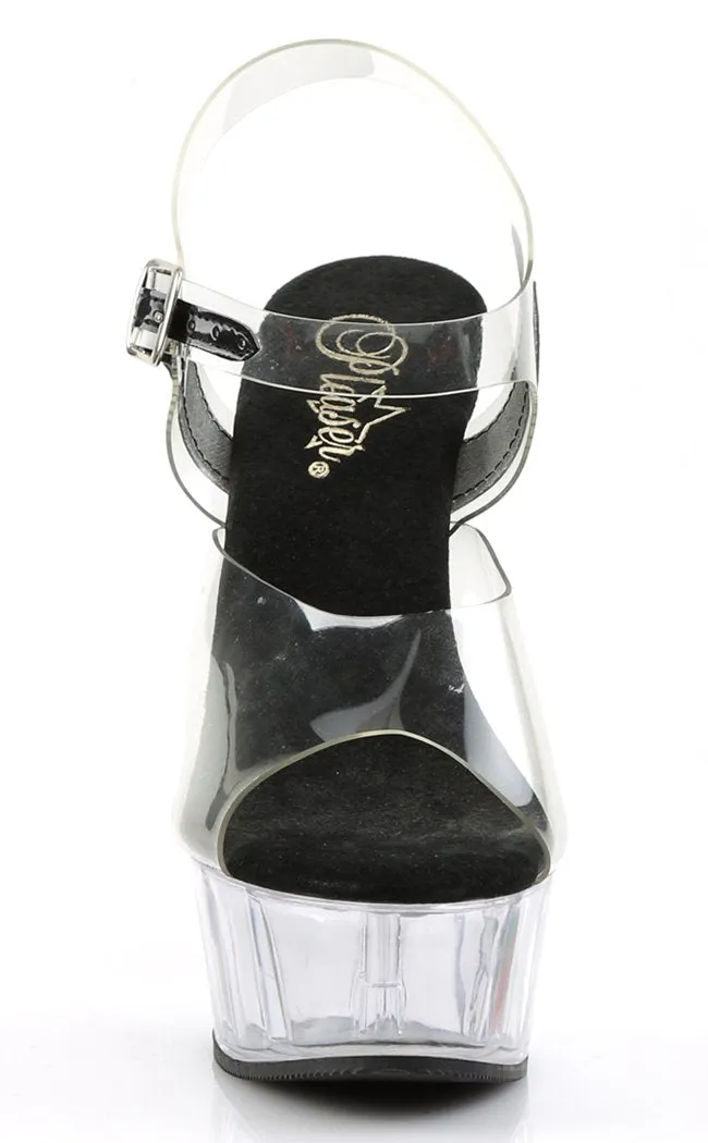 DELIGHT-608 Clear & Black Platform Heels