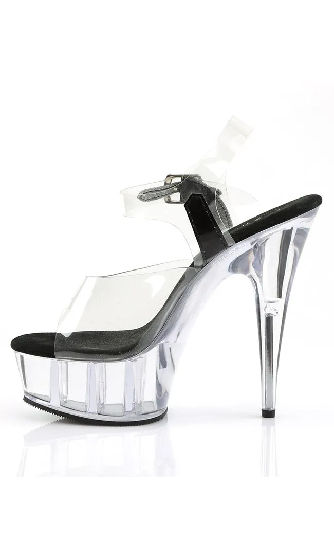 DELIGHT-608 Clear & Black Platform Heels