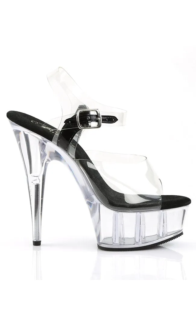 DELIGHT-608 Clear & Black Platform Heels