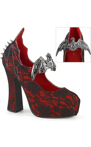 DEMON-18 Red Lace Mary Jane Heels (AU Stock)