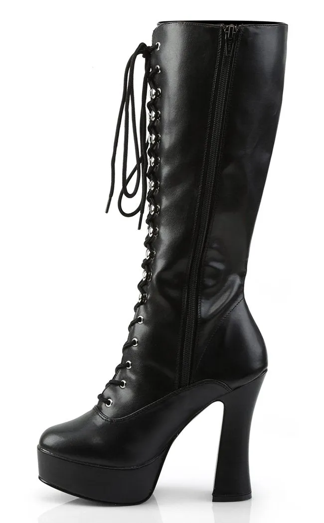 ELECTRA-2020 Black Vegan Leather Knee High Boots