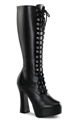 ELECTRA-2020 Black Vegan Leather Knee High Boots