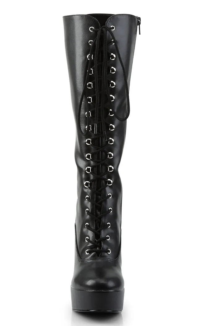 ELECTRA-2020 Black Vegan Leather Knee High Boots