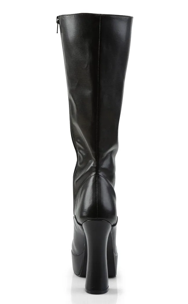 ELECTRA-2020 Black Vegan Leather Knee High Boots