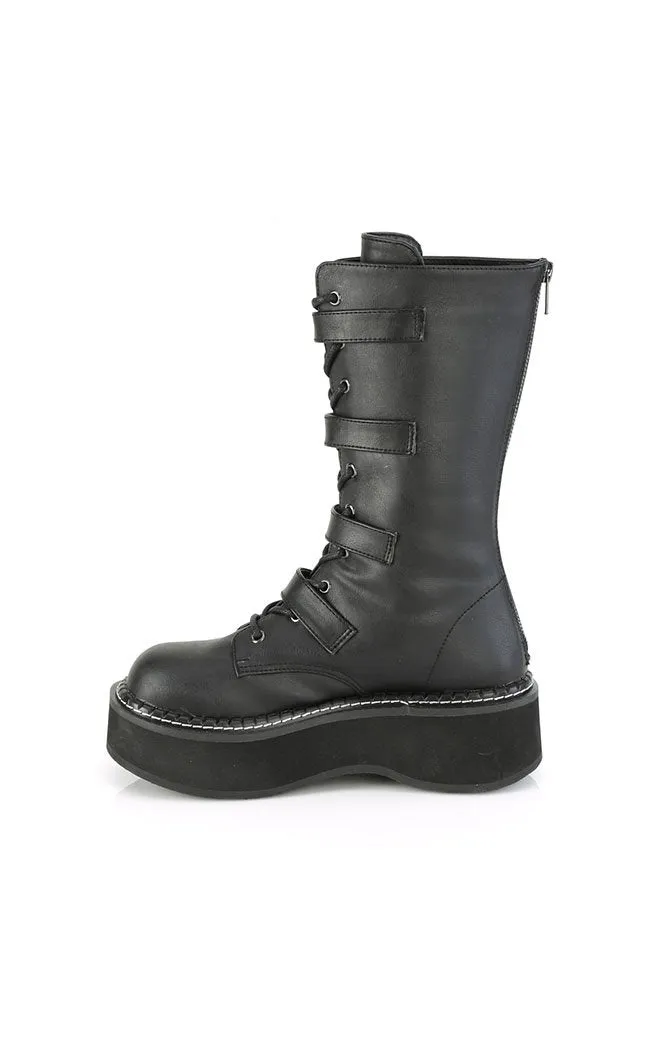 EMILY-322 Bat Buckle Knee High Boots