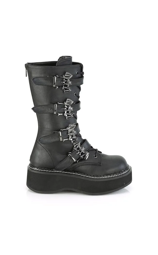 EMILY-322 Bat Buckle Knee High Boots