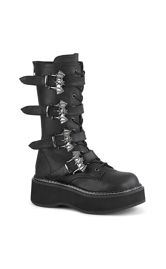 EMILY-322 Bat Buckle Knee High Boots