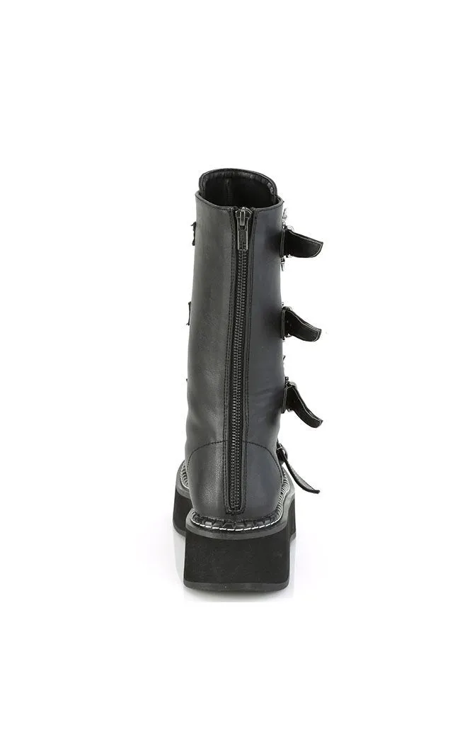 EMILY-322 Bat Buckle Knee High Boots