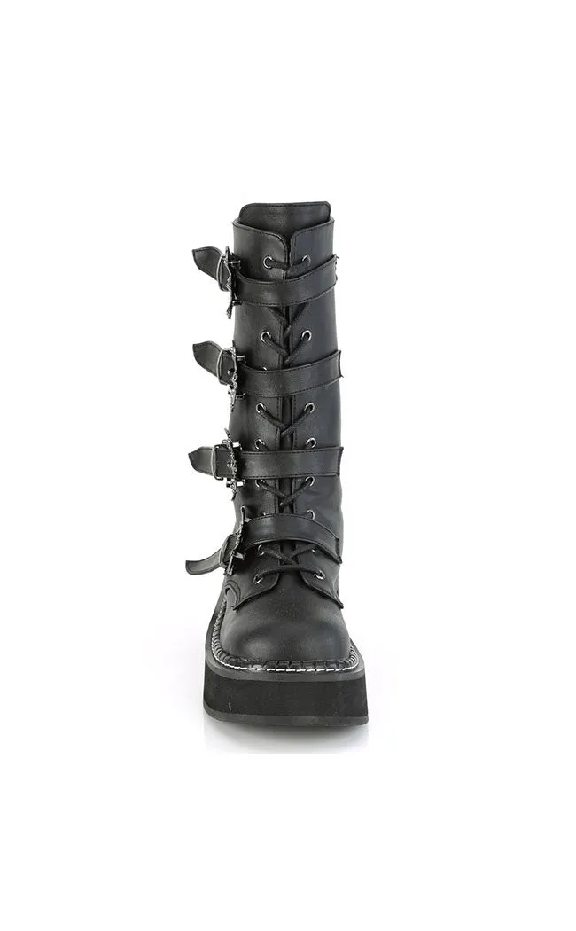 EMILY-322 Bat Buckle Knee High Boots