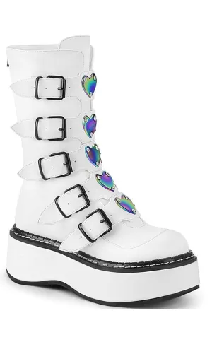 EMILY-330 White Vegan Leather Boots