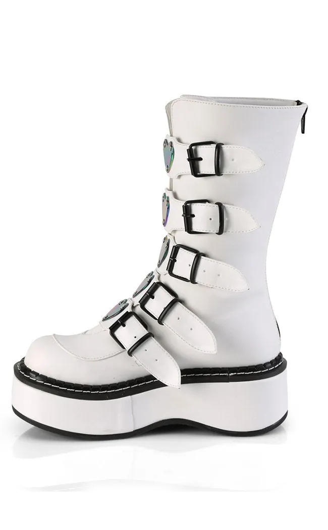 EMILY-330 White Vegan Leather Boots