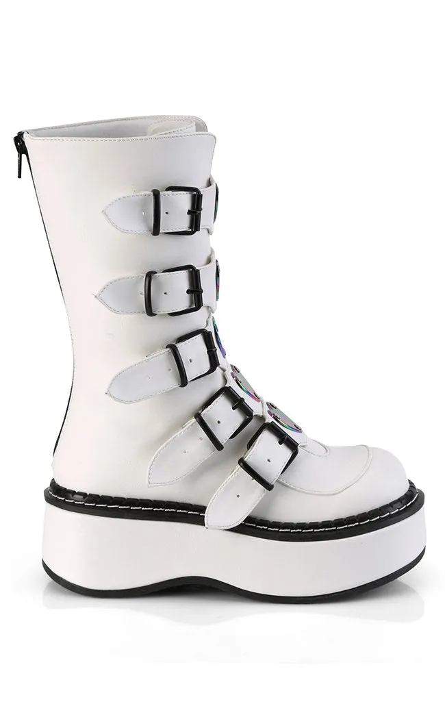 EMILY-330 White Vegan Leather Boots