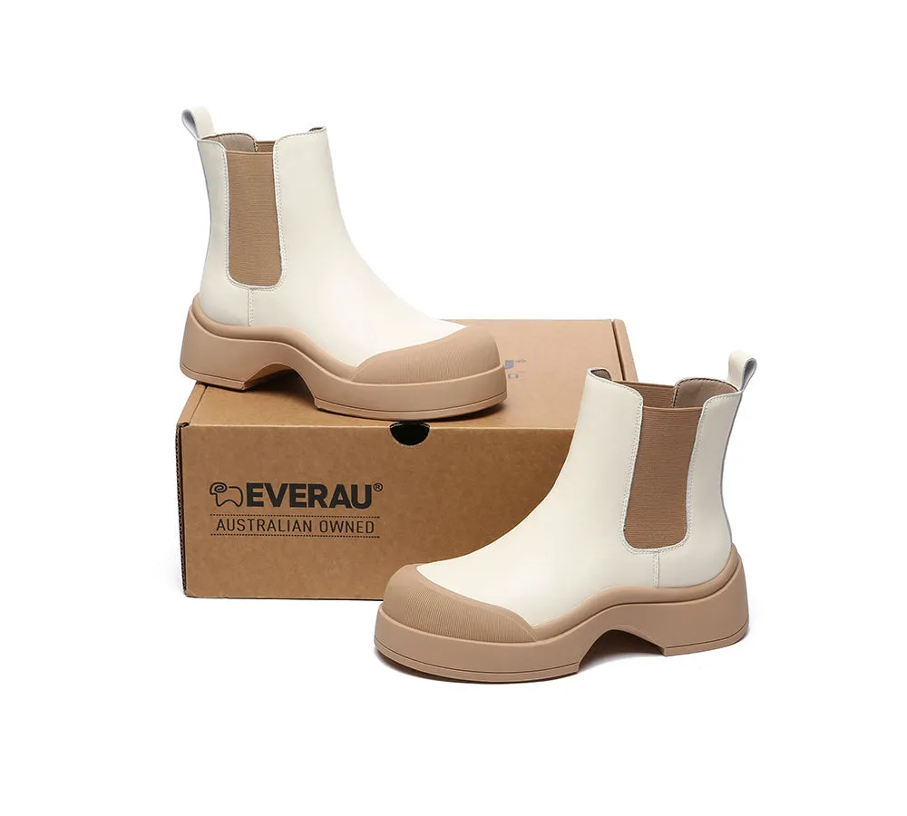 EVERAU® Women Boots Leather Ankle Chunky Mindy