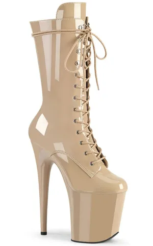 FLAMINGO-1050 Nude Patent Mid Calf Boots