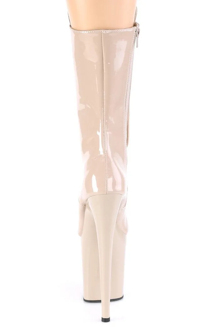 FLAMINGO-1050 Nude Patent Mid Calf Boots