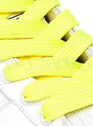 Flat Fat Neon Yellow Shoelaces - 11mm wide