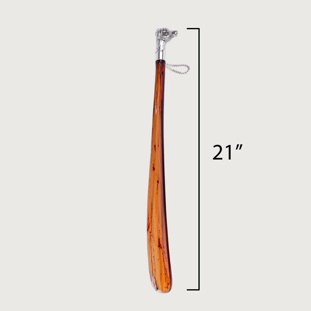 FootFitter Medium Length 21" Shoe Horn with Tortoiseshell Spoon, Dog