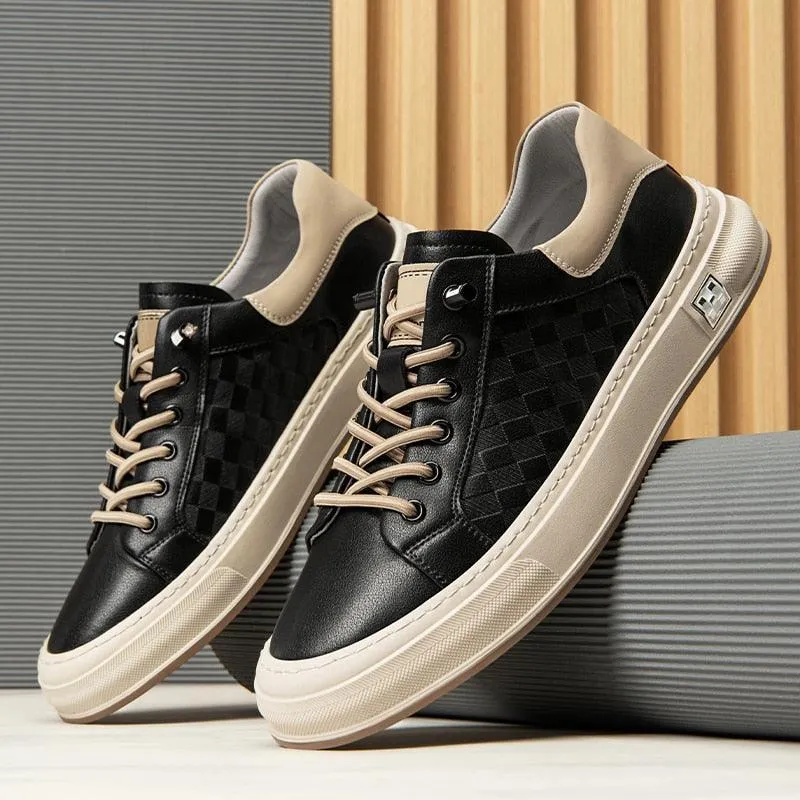 GE231 Men's Leather Flats Vulcanized Casual Sneakers Shoes