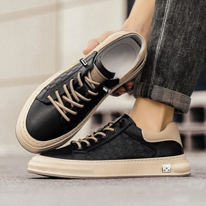 GE231 Men's Leather Flats Vulcanized Casual Sneakers Shoes