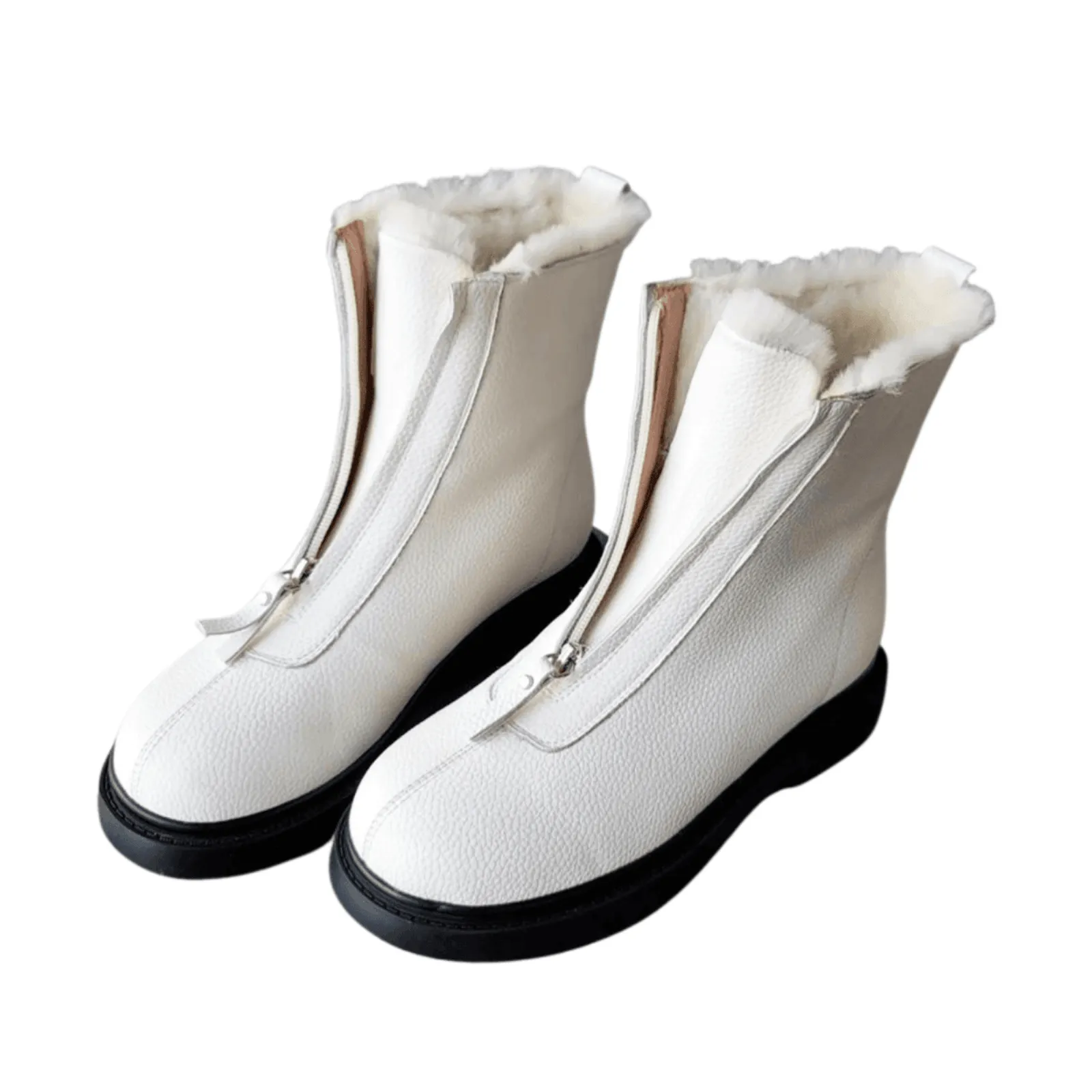 Genuine Leather Zipper Ankle Boots For Women