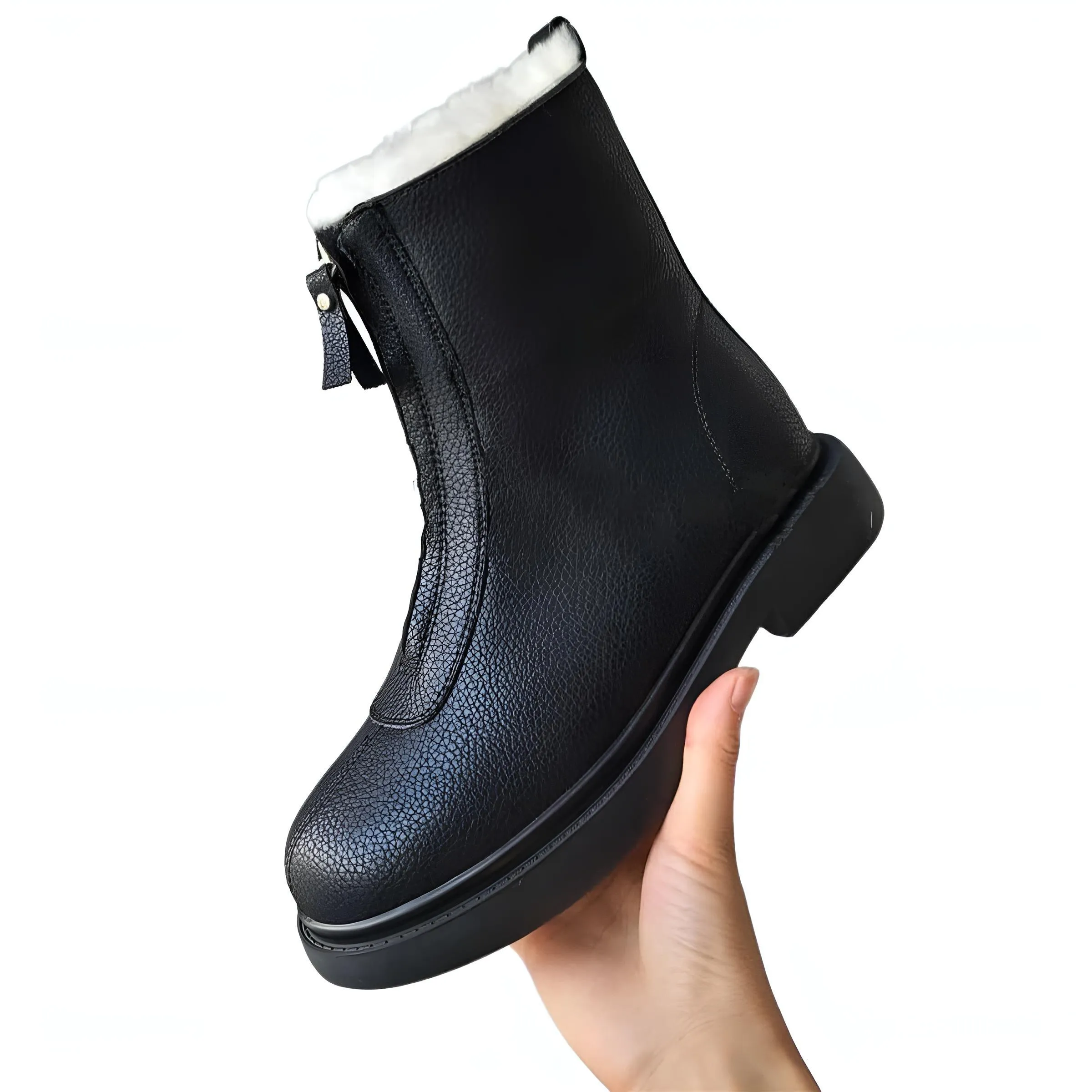 Genuine Leather Zipper Ankle Boots For Women