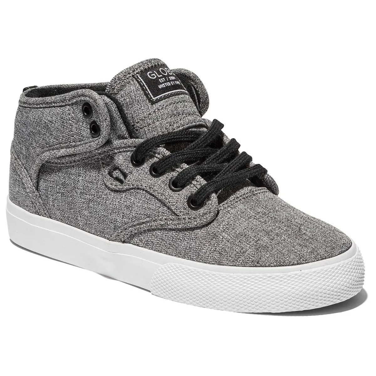 Globe Motley Mid Kids Black Chambray/White Skate Shoes - Size 1 or 4 Only - Sale