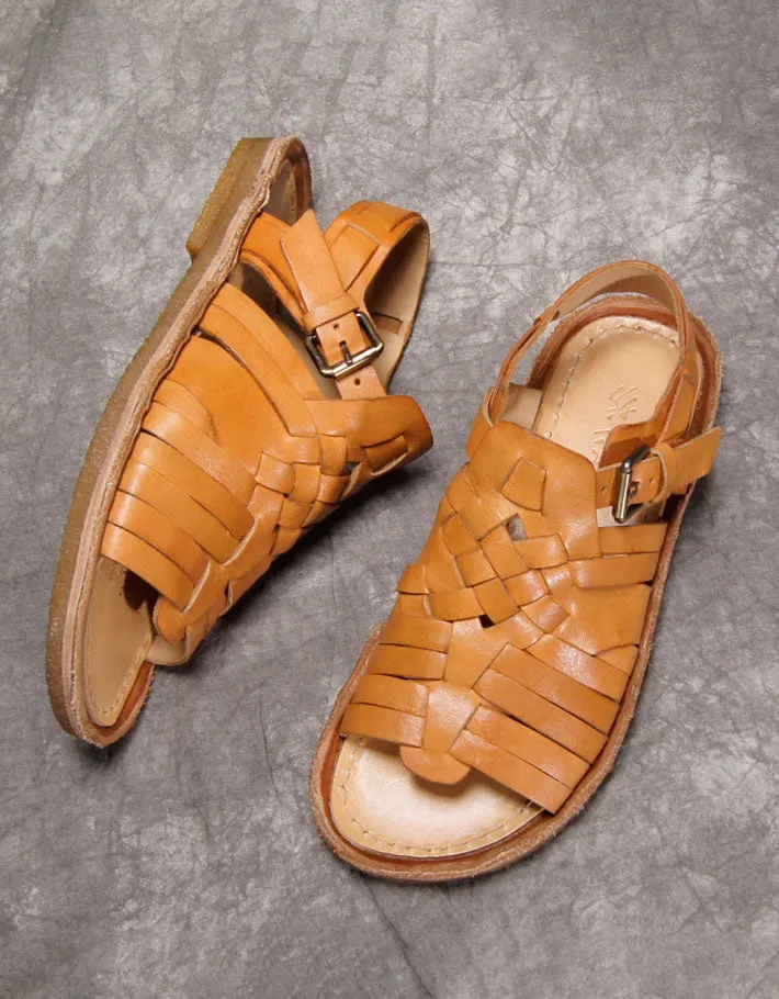 Handmade Woven Vintage Roman Sandals Slingback for Men