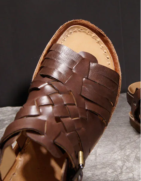 Handmade Woven Vintage Roman Sandals Slingback for Men