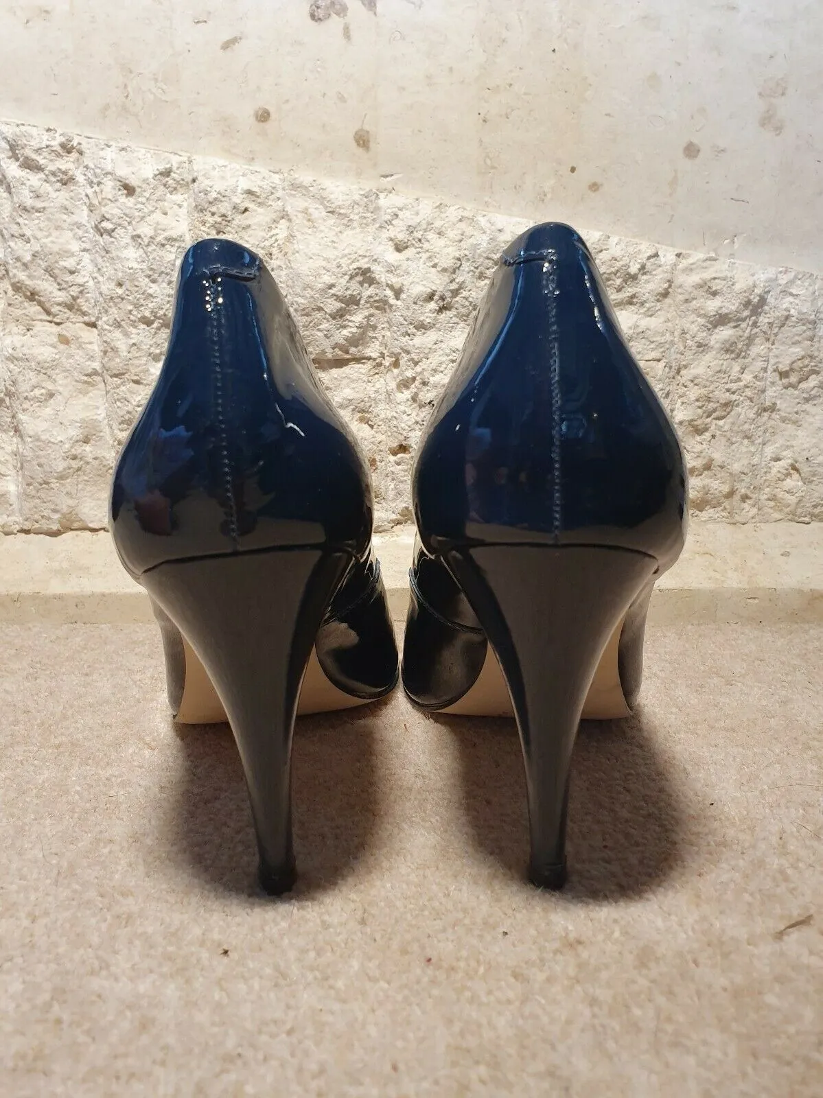 Jigsaw Patent Leather Teal Blue Court Shoes  UK 7