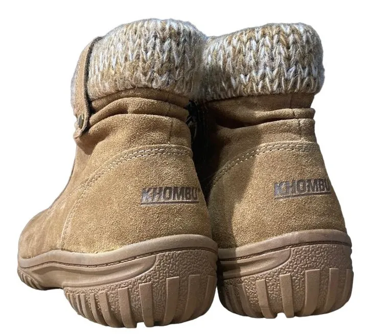 Khombu Women's Laura All Weather Ankle Suede Snow Boots Tan Brown