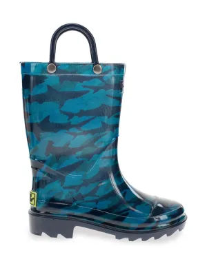 Kids Camo Shark Rain Boot - Blue