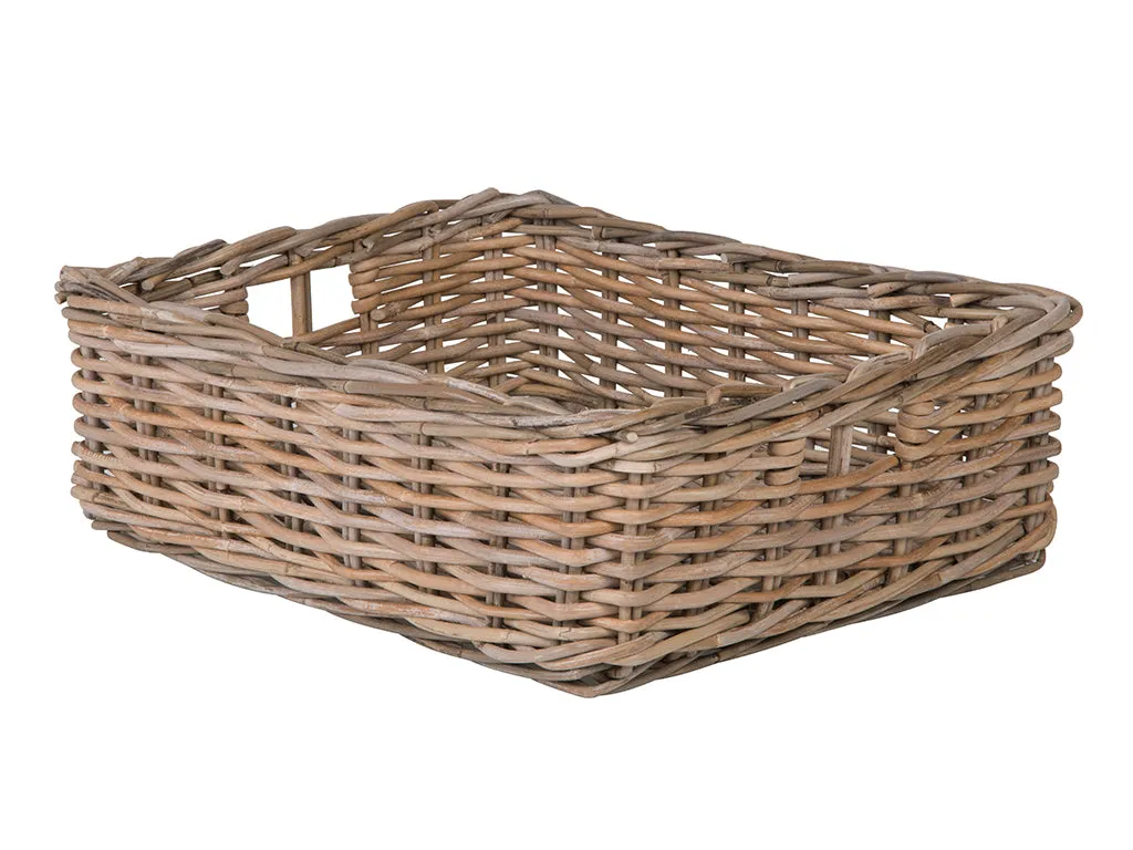 Kobo Rattan Shelf & Underbed Basket, Gray-Brown