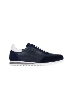 Lace-Up Leather Navy Sneakers