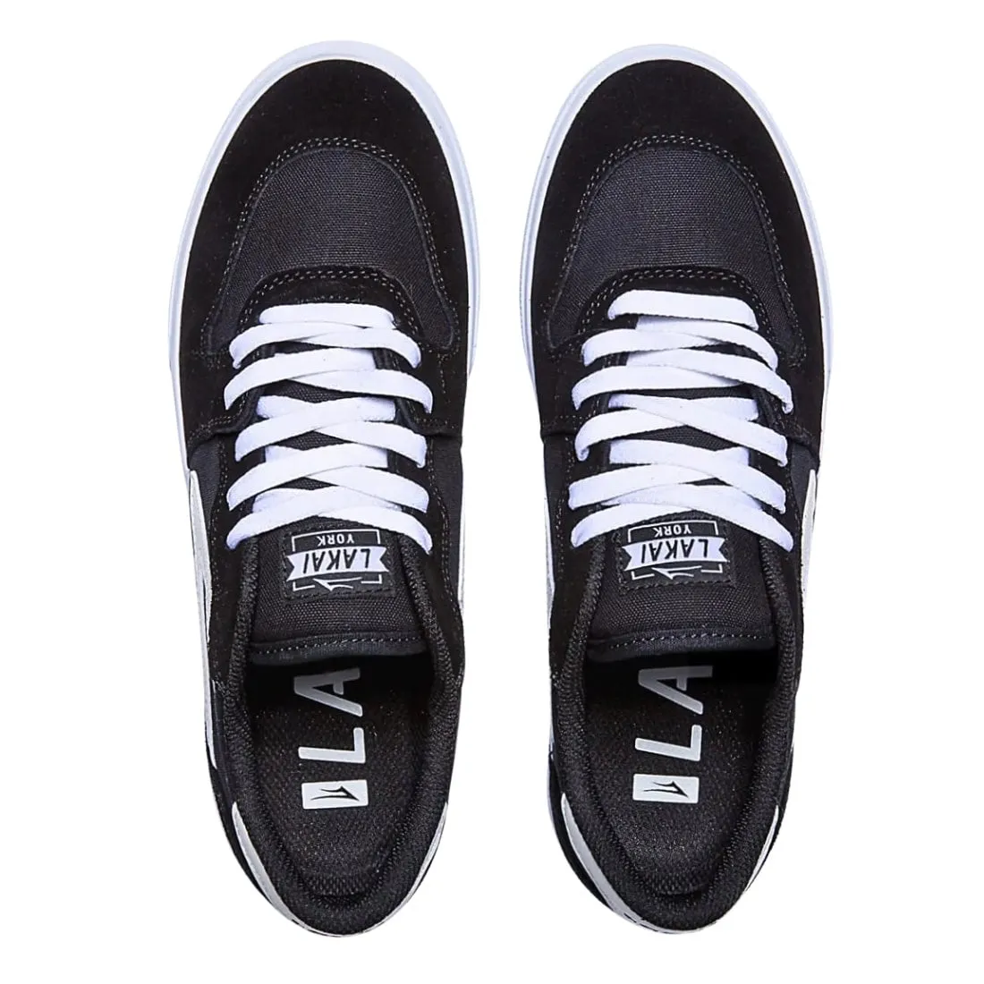 Lakai York Skate Shoes - Black/White Suede