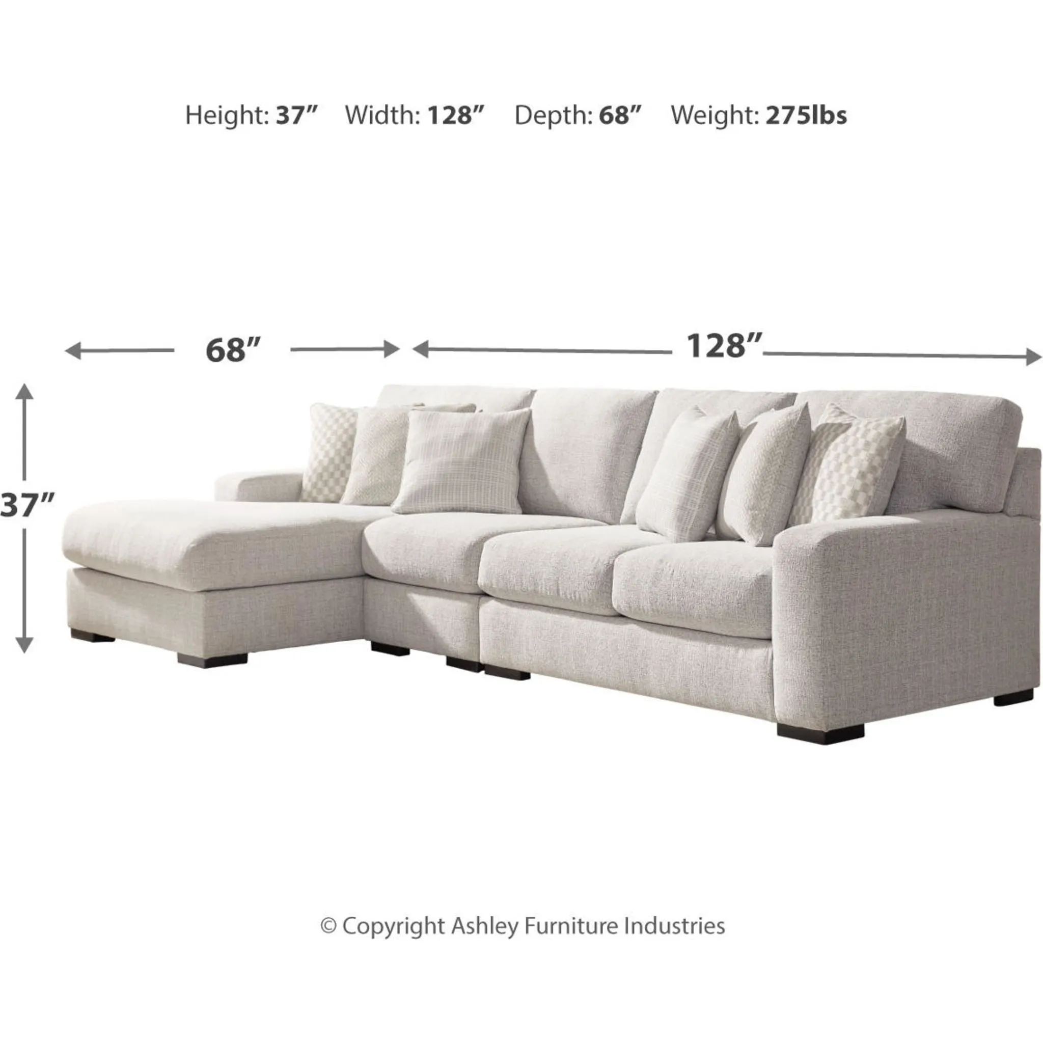 Larce-Exclusive 3 Piece Sectional with Chaise