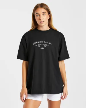 Lifting My Best Life Oversized T Shirt - Black