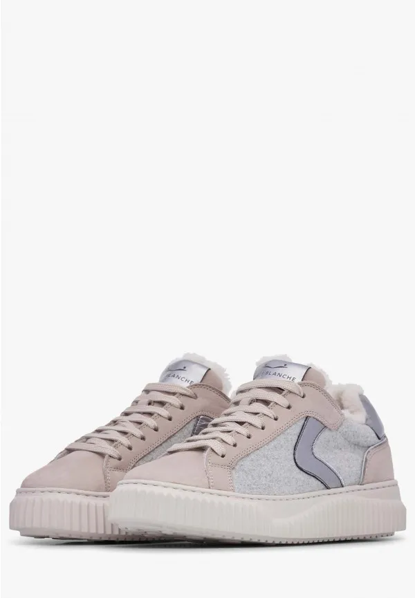 LIPARI FUR NUBUCK FELT SNEAKER - NUT GREY/PEWTER