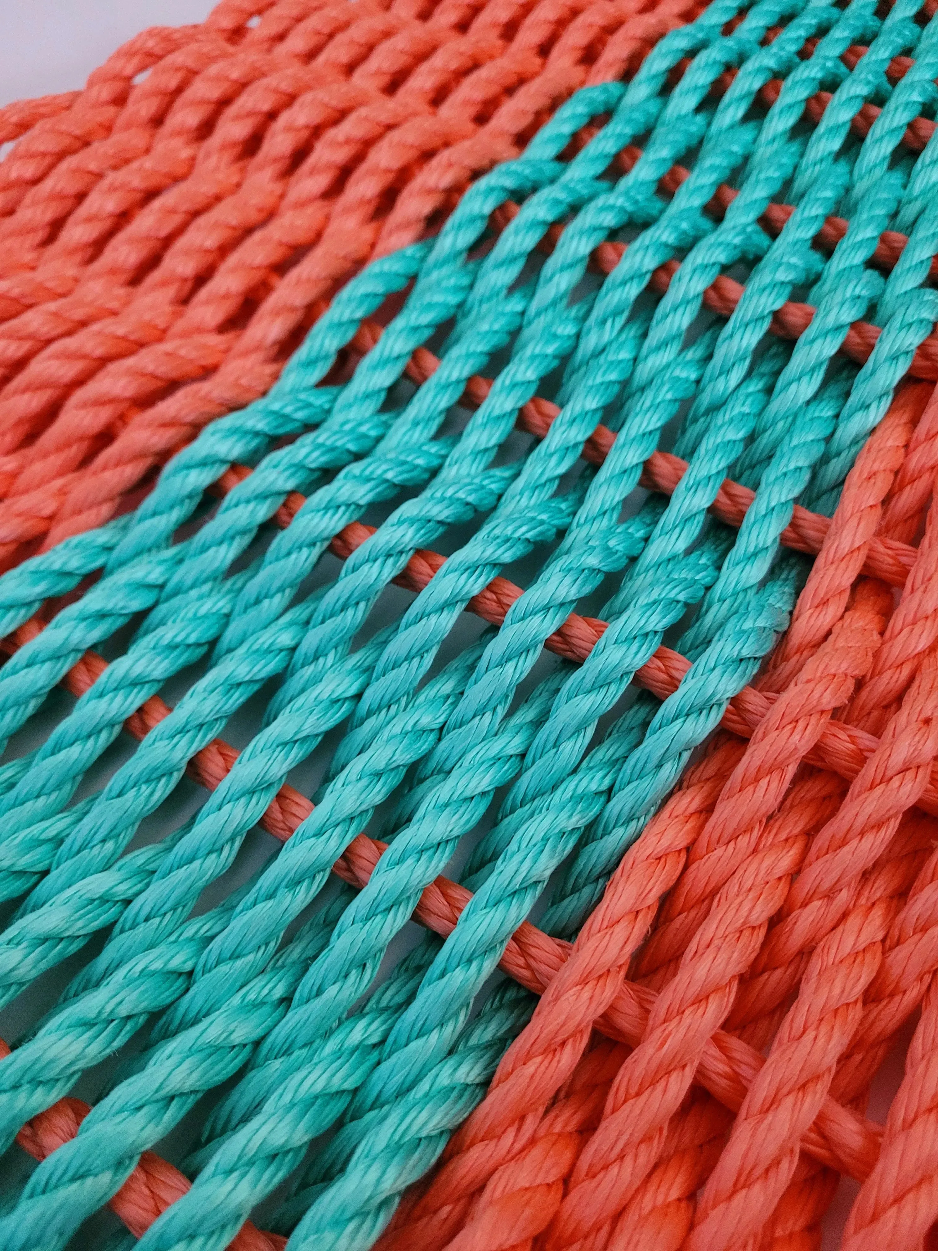 Lobster Rope Mat, Coral Orange and Teal